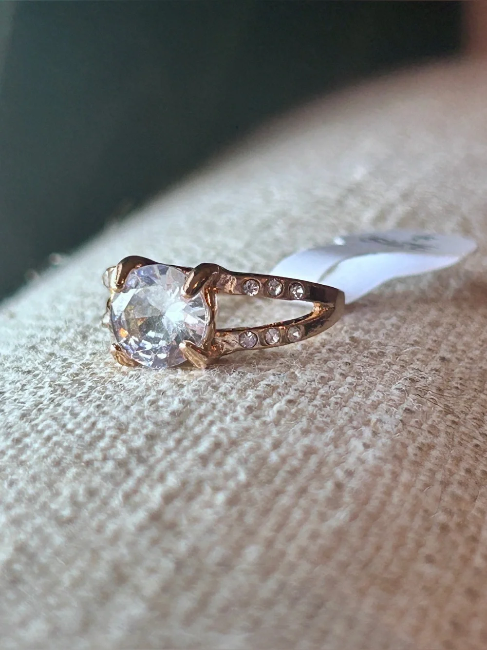 Gold-Tone Split Shank Cubic Zirconia Ring - size 6